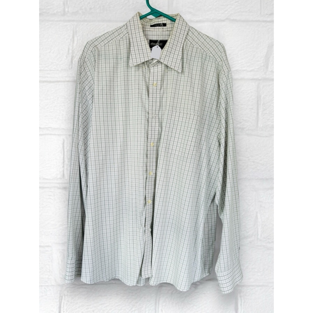 Eddie Bauer Men’s XXL Classic Fit Checked Long Sleeved Shirt Wrinkle Resistant
